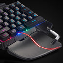 teclado Gamer  Ergonômico com RGB  Mecânico,-Feel, Rainbow One-Handed
